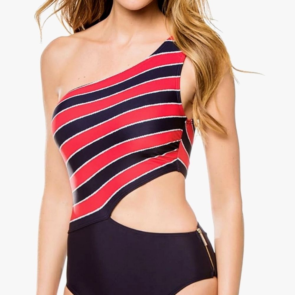 *HP* NWOT Michael Kors Red/Navy Cutout Swimsuit - Picture 5 of 5